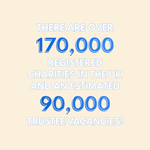 There are over 170,000 registered charities in the UK and an estimated 90,000 trustee vaccancies!